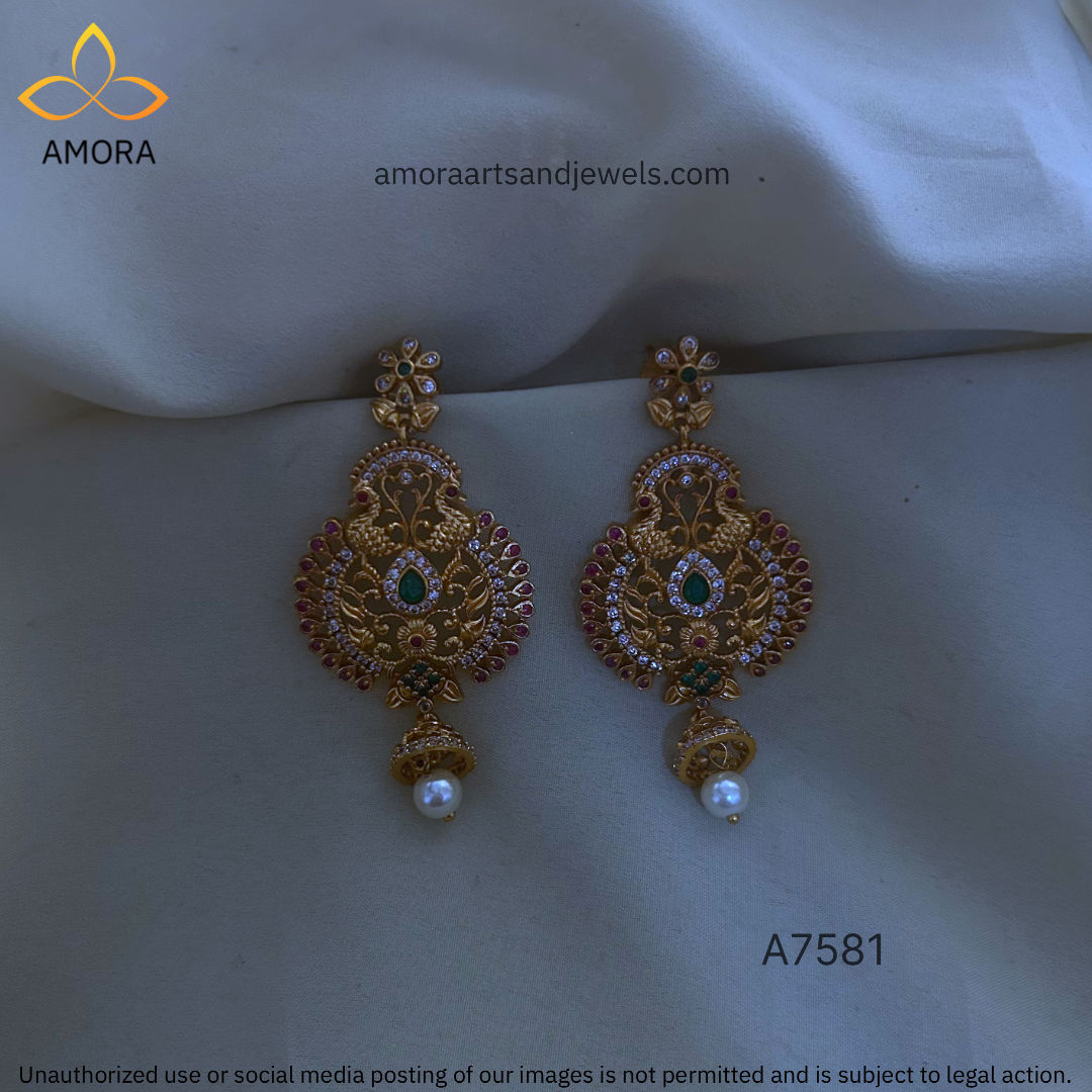 Antique Polish Chandbali - 6.5 cm Length- A7581