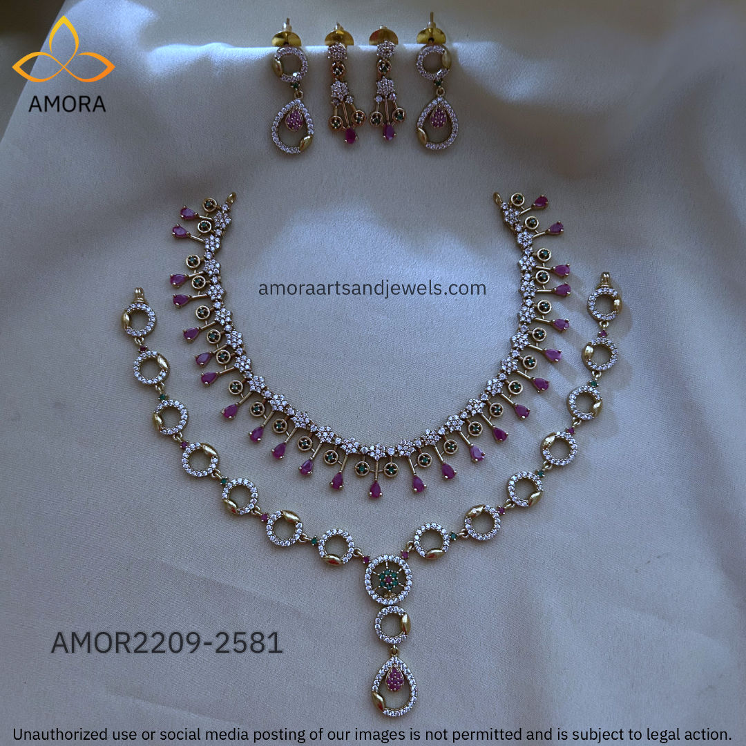 Antique Polished Short Necklace Combo Set - AMOR2209-2581