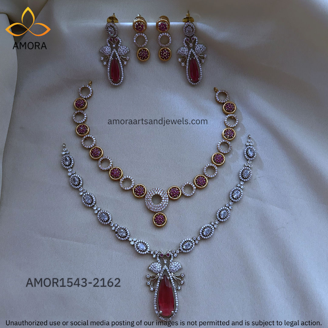 Antique Polished Short Necklace Combo Set - AMOR1543-2162