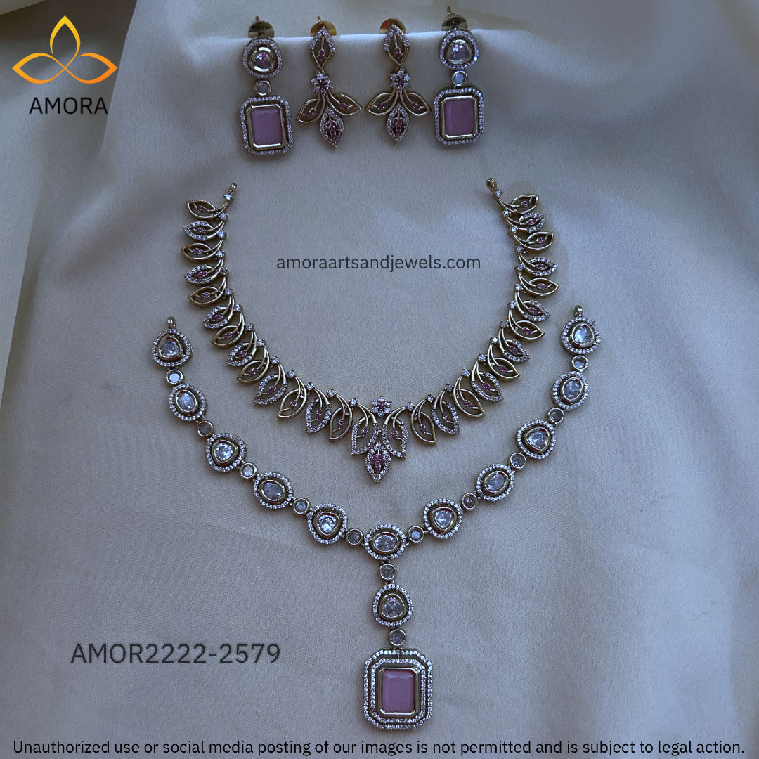 Antique Polished Short Necklace Combo Set - AMOR2222-2579