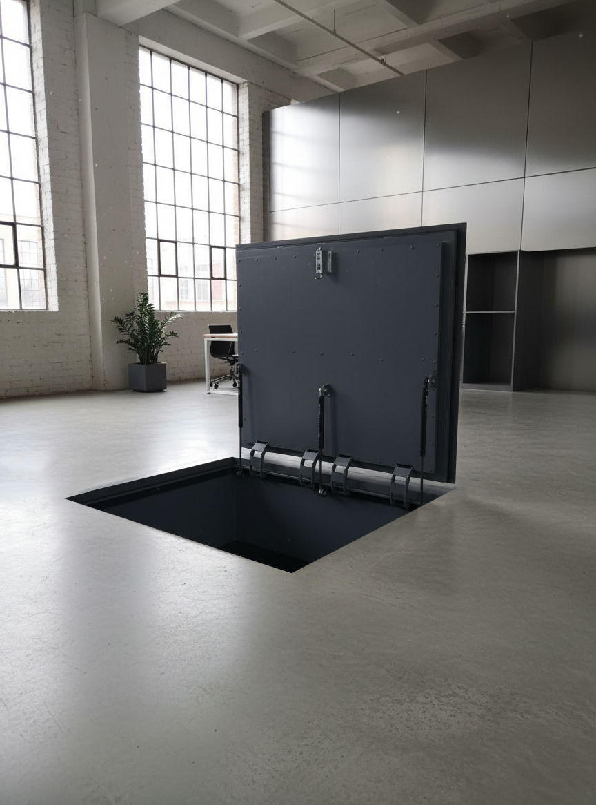 підлоговий люк утеплений стірадуром з амортизаторами