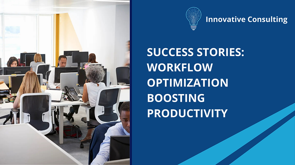 A title graphic that includes an image of an office space with people working.