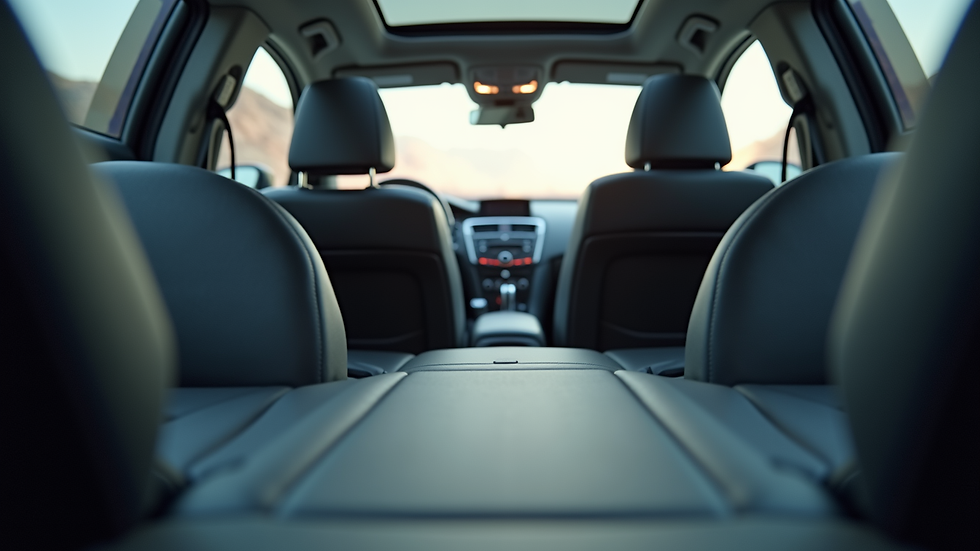 Eye-level view of a clean car interior with freshly vacuumed seats