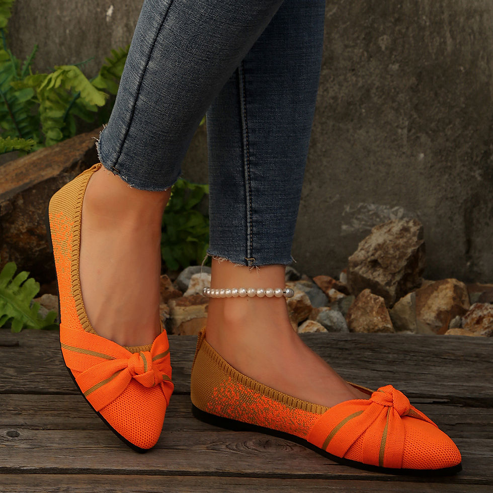 Thumbnail: Cute Bow Flat Shoes for Women - Casual Slip-On Loafers with Fabric Upper True to