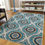 Thumbnail: Modern Area Rugs For Living Rooms Ivory and Teal