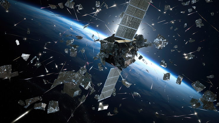 cloud of debris around sattelites