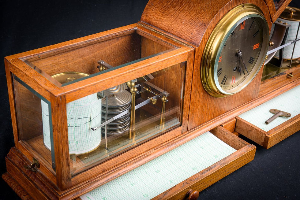 Thumbnail: Fine & Rare Art Deco Style Barograph/Clock/Thermograph by Negretti & Zambra, ca.