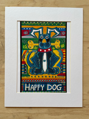 Happy Dog, Matted Print | Lisa Grubb