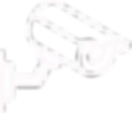 White outline icon of a security camera mounted on a wall.