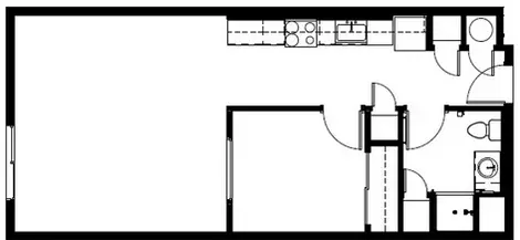 "Walnut" 1 dormitorio 664 pies cuadrados