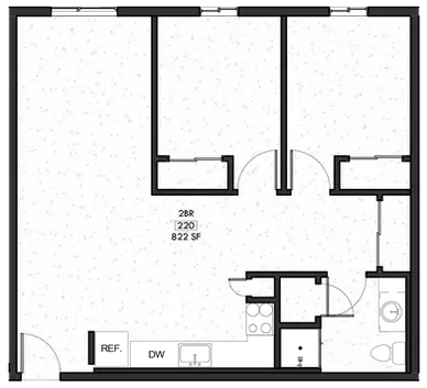 2 Bedroom - 822 square feet