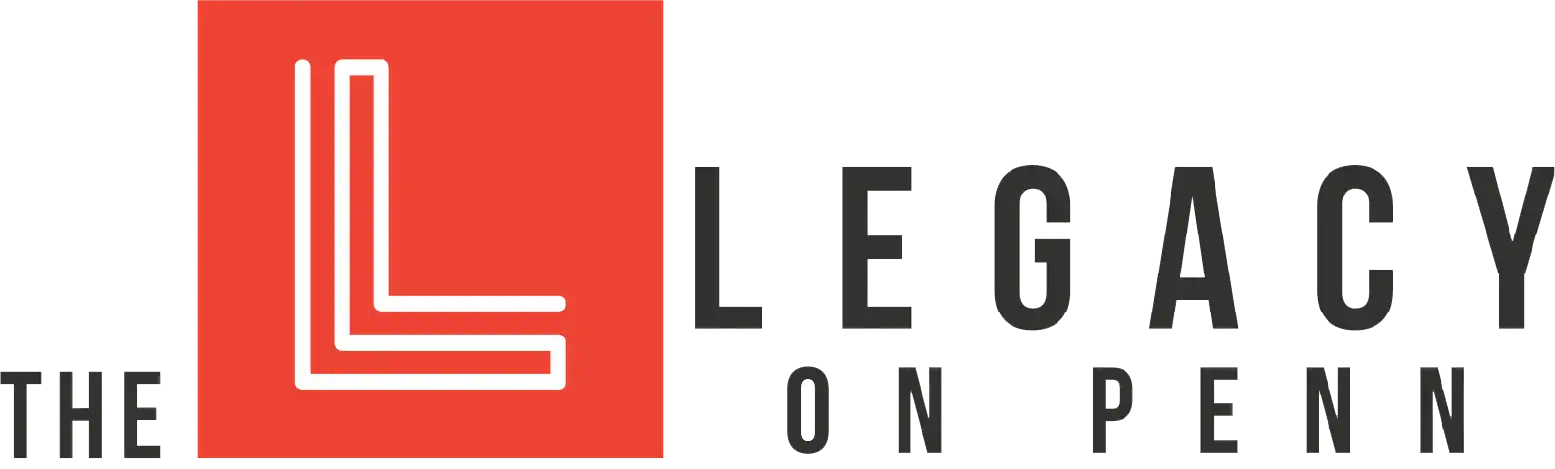 Logo for The Legacy on Penn, featuring a stylized L in red.