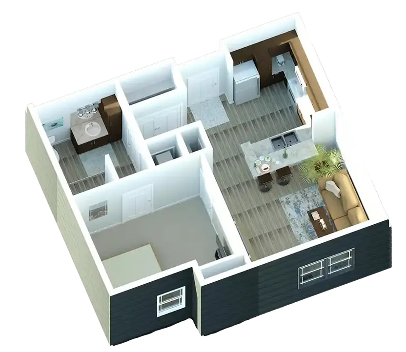 Coweta Trails I 1 Bedroom accessible apartment 760 sq ft