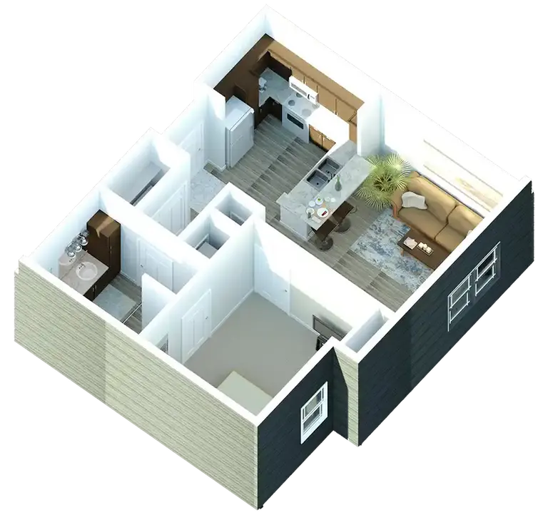 Coweta Trails I 1 Bedroom apartment 760 sq ft