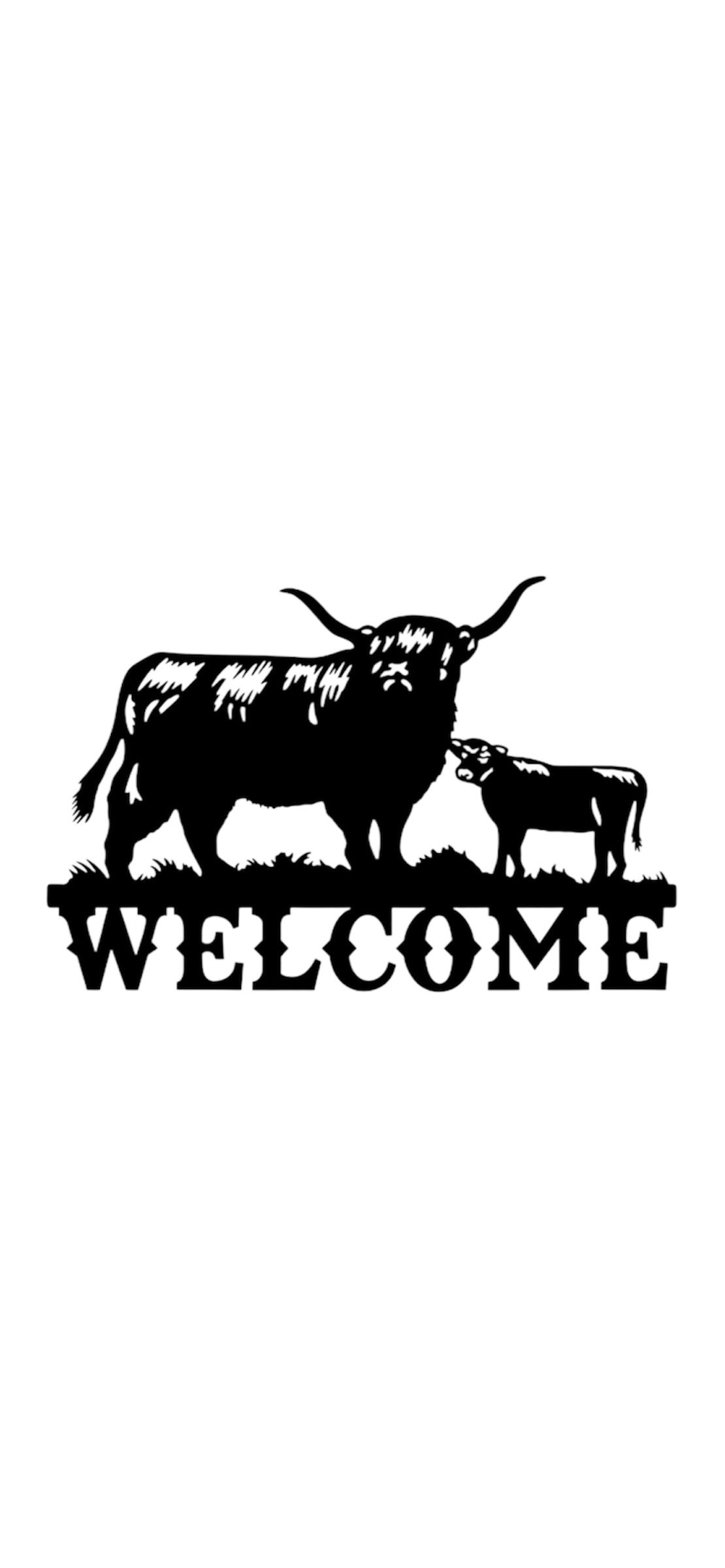 Highland Cow “Welcome” Sign