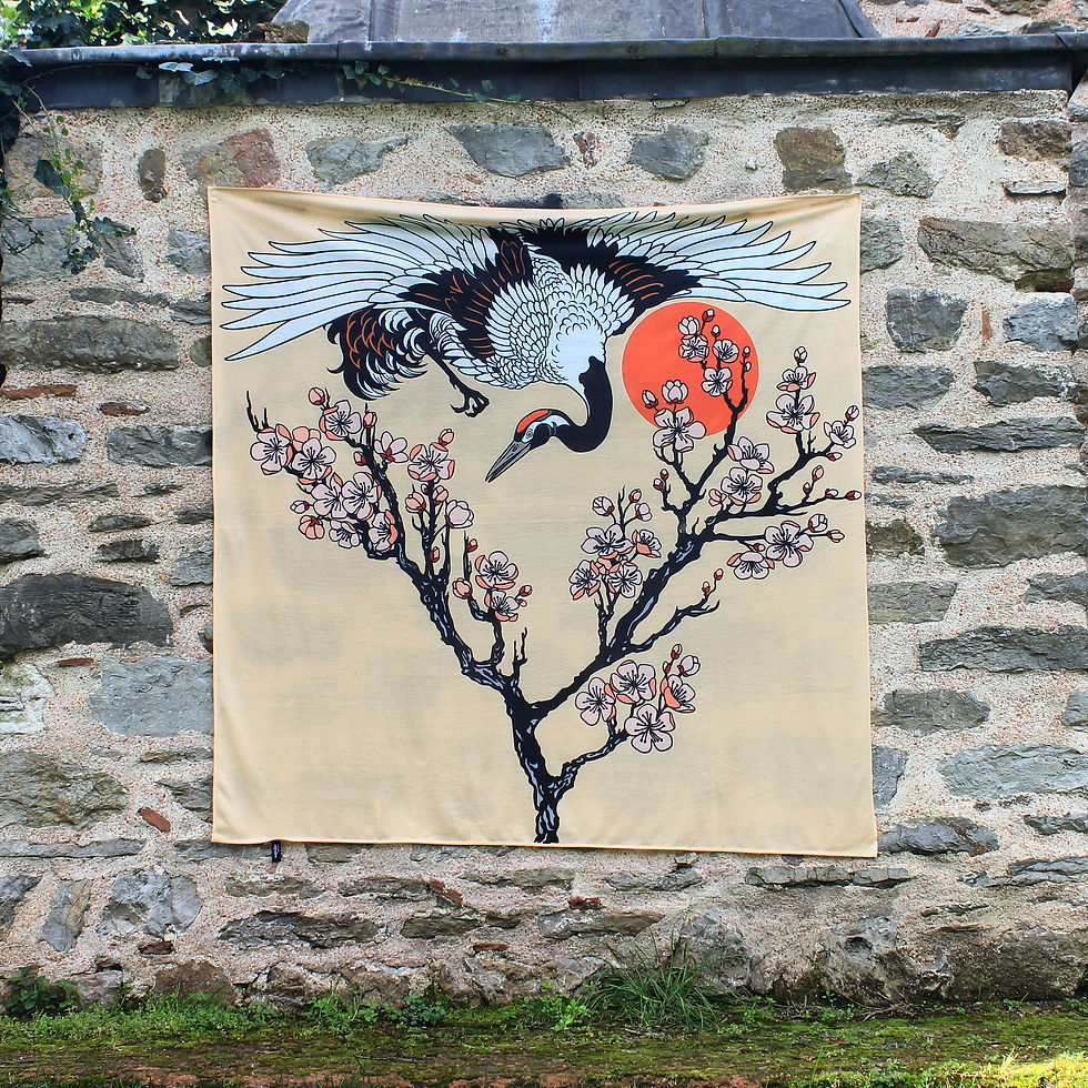 Thumbnail: Japanese Crane and Sakura Tree Tapestry