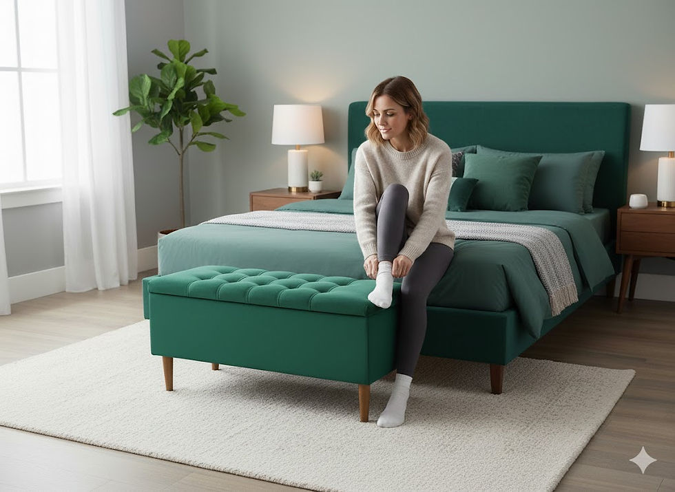 Thumbnail: Teal Soft Velvet Ottoman With Storage-Teal Mood