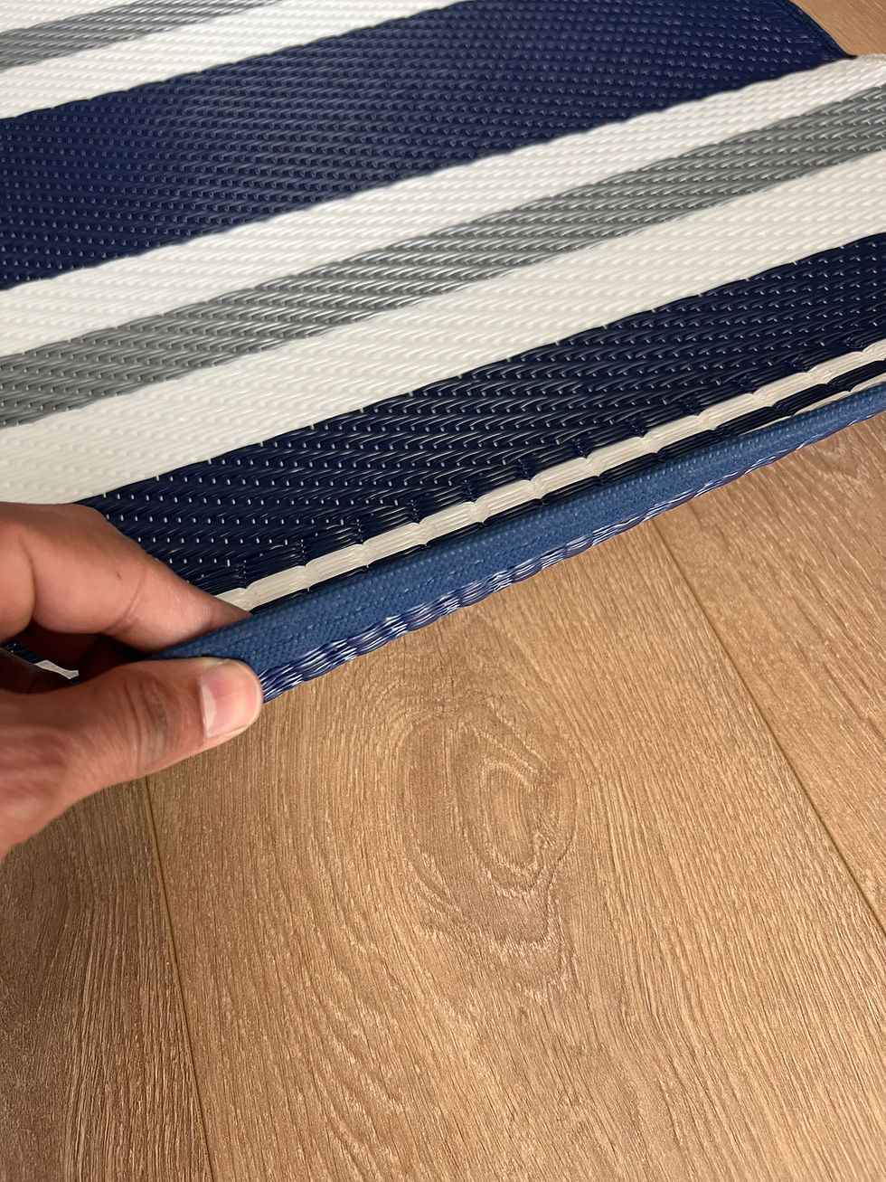 Thumbnail: Reusable Plastic Straw Knitted Outdoor Rug- UV-Filtered, Double-Sided, Stitched