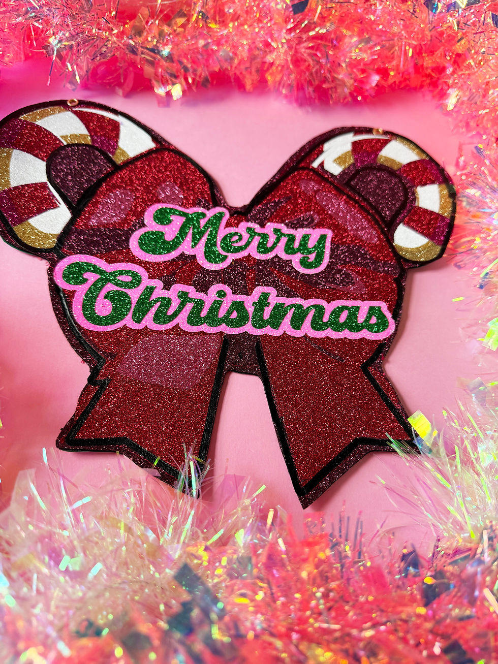 Thumbnail: Glitter Christmas Bow Wall Sign | Candy Cane Cut-Out Ornament