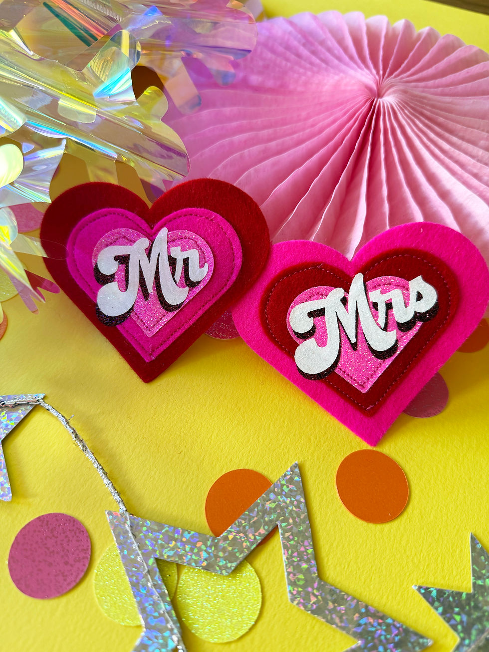 Mr & Mrs Badges - Wedding Pin Badges - Wedding Reception.