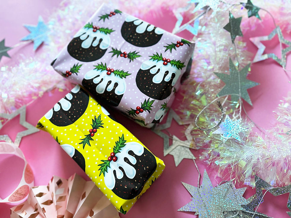 Thumbnail: Christmas Gift Wrap A2 Recycled Wrapping paper in Yellow or Pink
