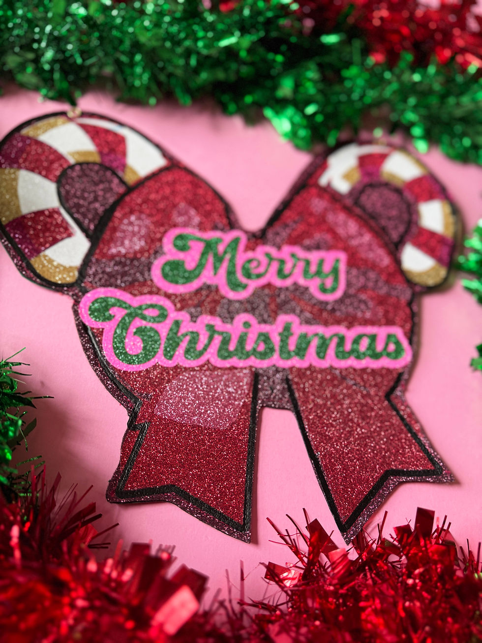 Thumbnail: Glitter Christmas Bow Wall Sign | Candy Cane Cut-Out Ornament