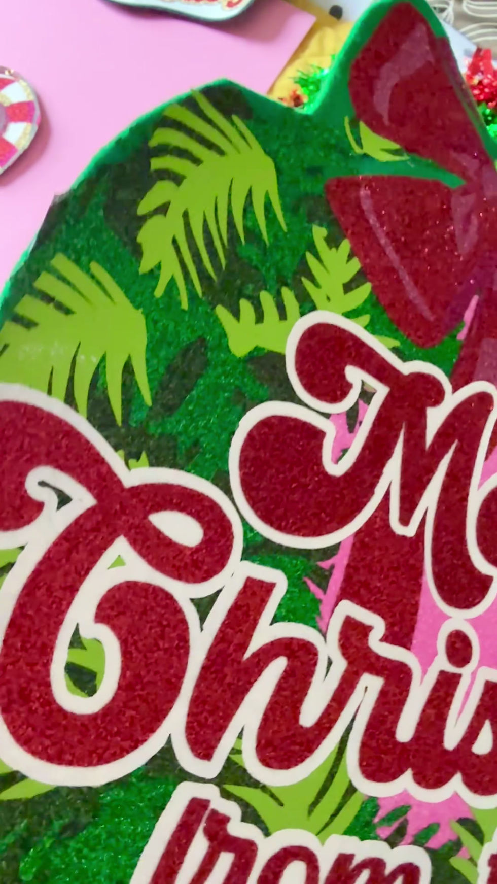 Thumbnail: Personalised Christmas Banner: Glitter Vinyl Holiday Wall Hanging