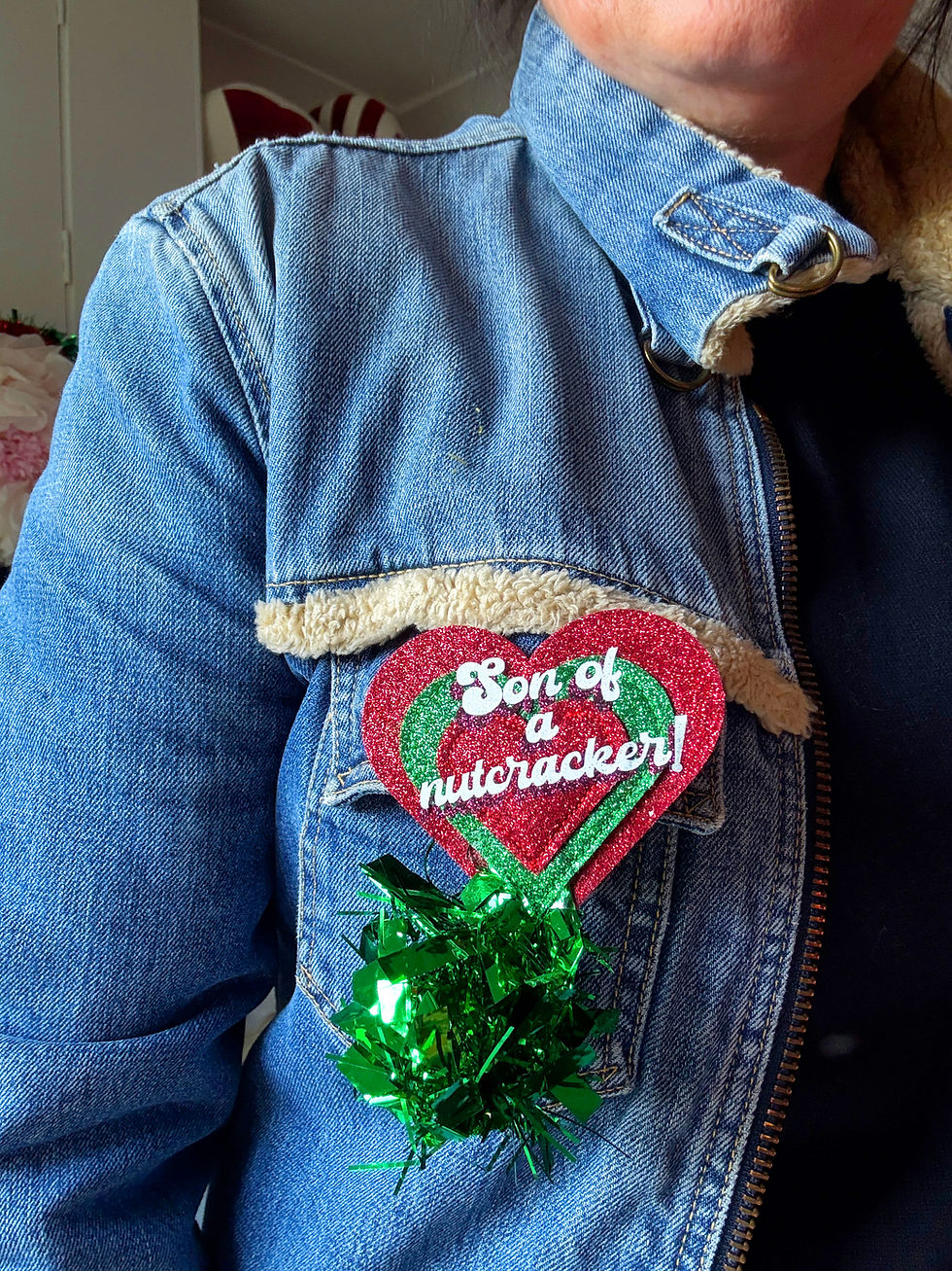 Thumbnail: Son Of A Nutcracker Elf The Movie Sparkle Heart Badge / Brooch