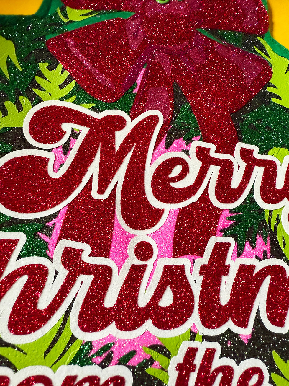 Thumbnail: Personalised Christmas Banner: Glitter Vinyl Holiday Wall Hanging