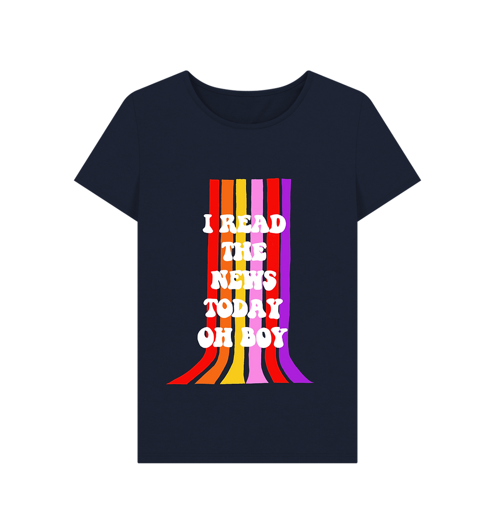 Thumbnail: Beatles Print Slogan Music T-Shirt Rainbow Groovy Sixties T shirt