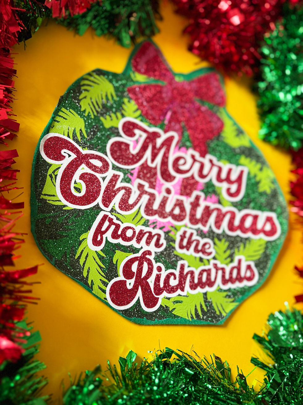Thumbnail: Personalised Christmas Banner: Glitter Vinyl Holiday Wall Hanging