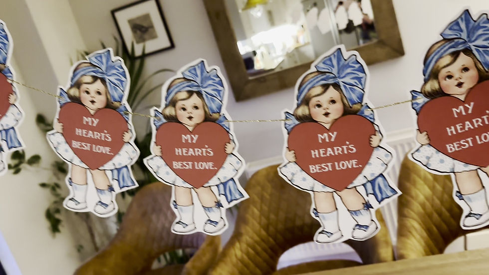 Thumbnail: Vintage Valentines Sweetheart Bunting My Heart's Best Love