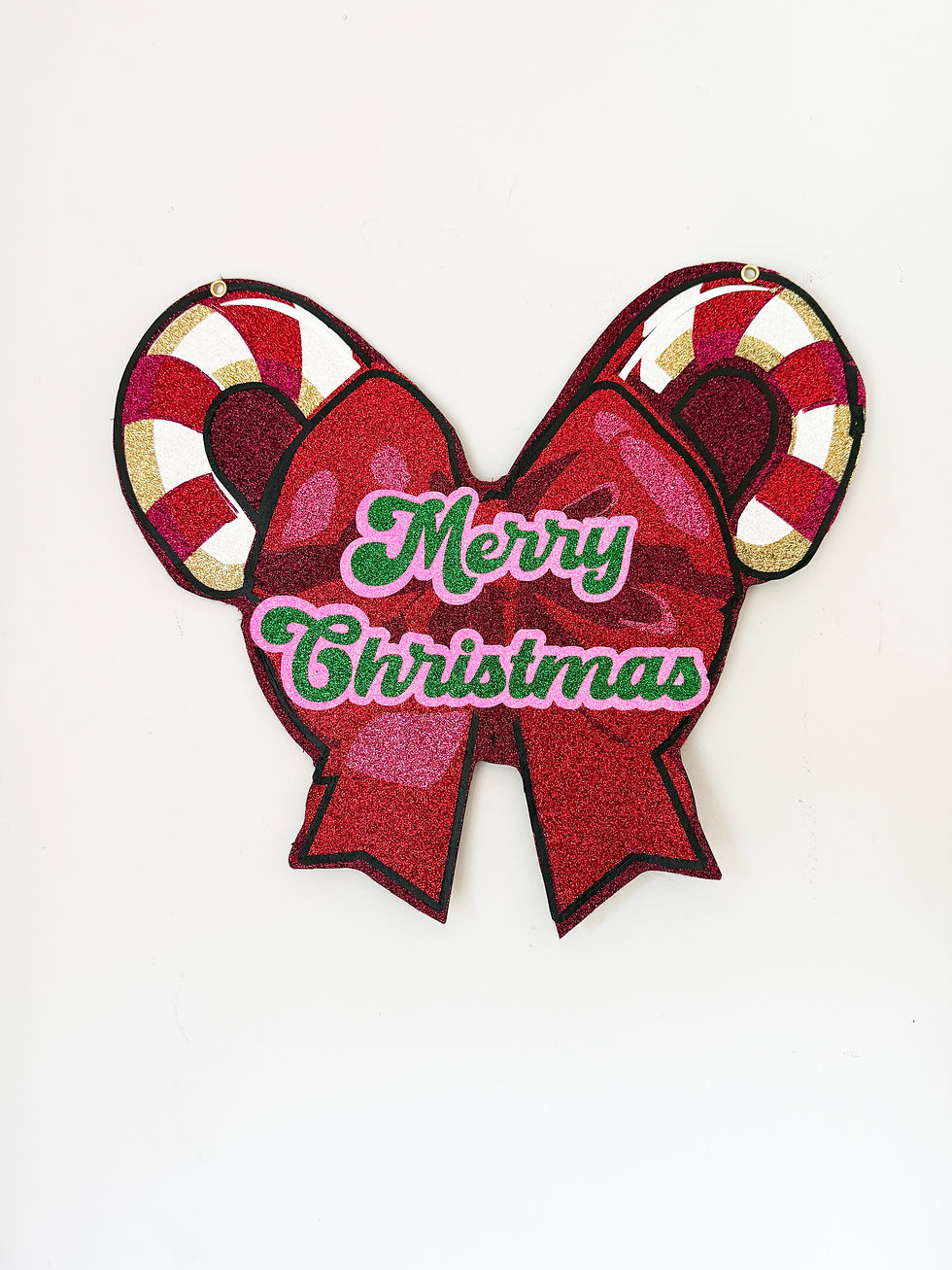Thumbnail: Glitter Christmas Bow Wall Sign | Candy Cane Cut-Out Ornament