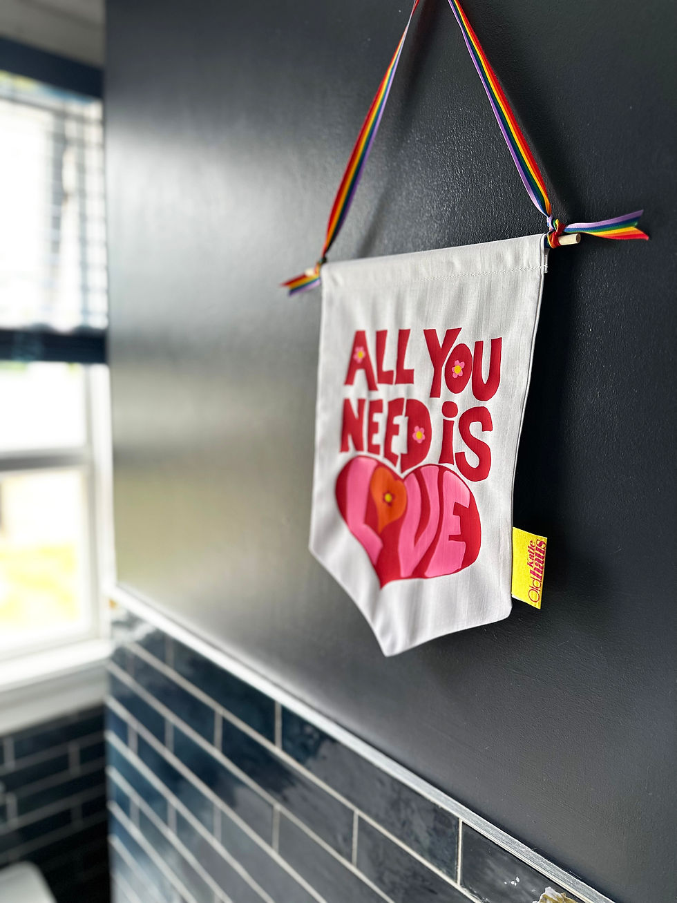 Thumbnail: All You Need Is Love Beatles Pink Valentines Wedding Wall Banner