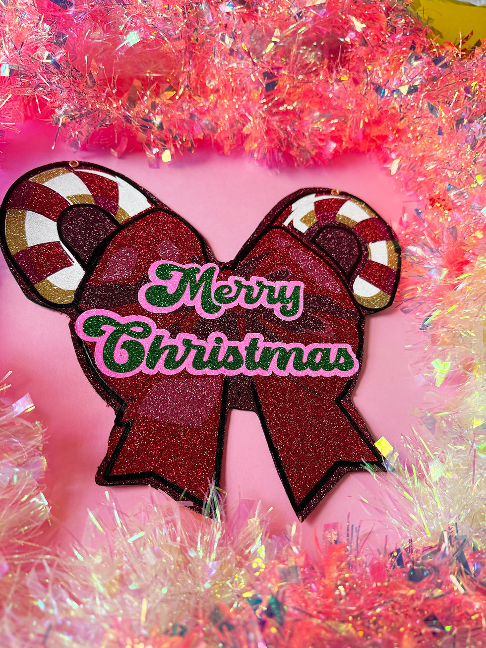 Thumbnail: Glitter Christmas Bow Wall Sign | Candy Cane Cut-Out Ornament