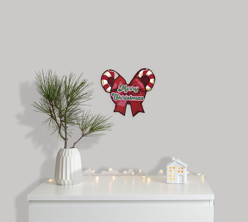 Thumbnail: Glitter Christmas Bow Wall Sign | Candy Cane Cut-Out Ornament