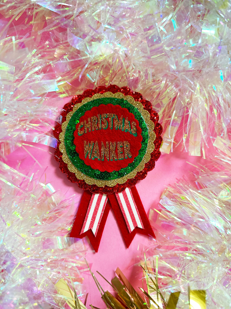 Christmas Wanker Rosette Badge