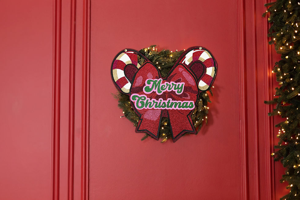 Thumbnail: Glitter Christmas Bow Wall Sign | Candy Cane Cut-Out Ornament