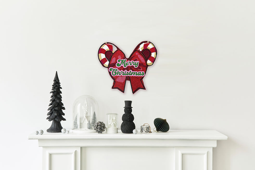 Thumbnail: Glitter Christmas Bow Wall Sign | Candy Cane Cut-Out Ornament