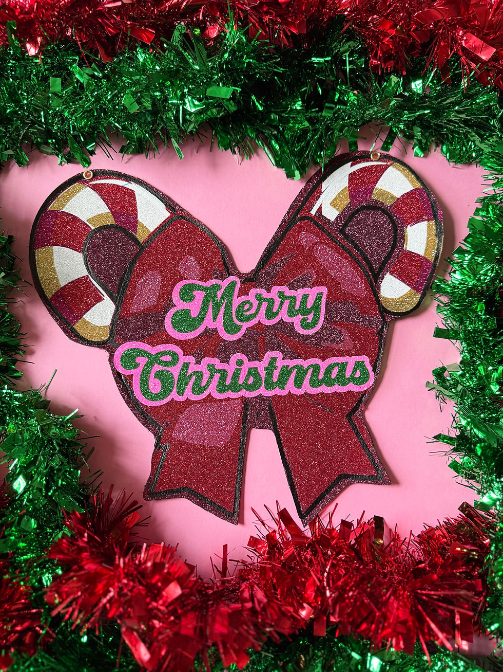 Thumbnail: Glitter Christmas Bow Wall Sign | Candy Cane Cut-Out Ornament