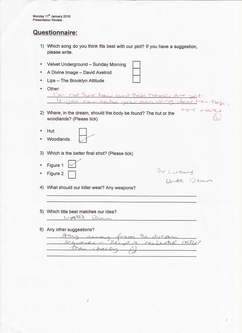 Questionaire 1
