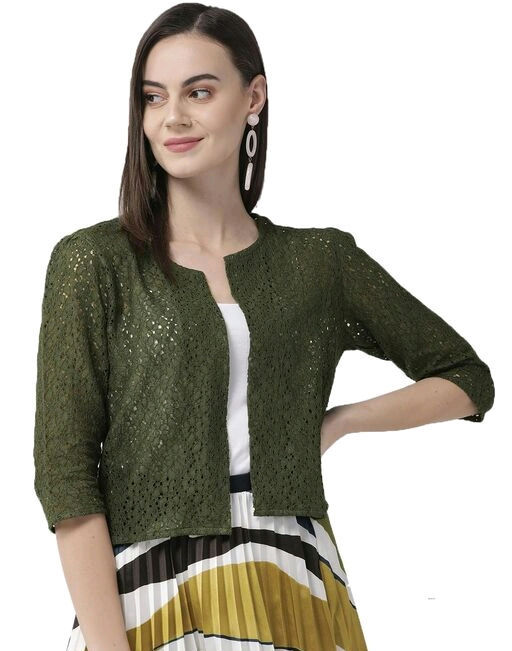 Thumbnail: Style Quotient Women  Self Design Open Front Shrug