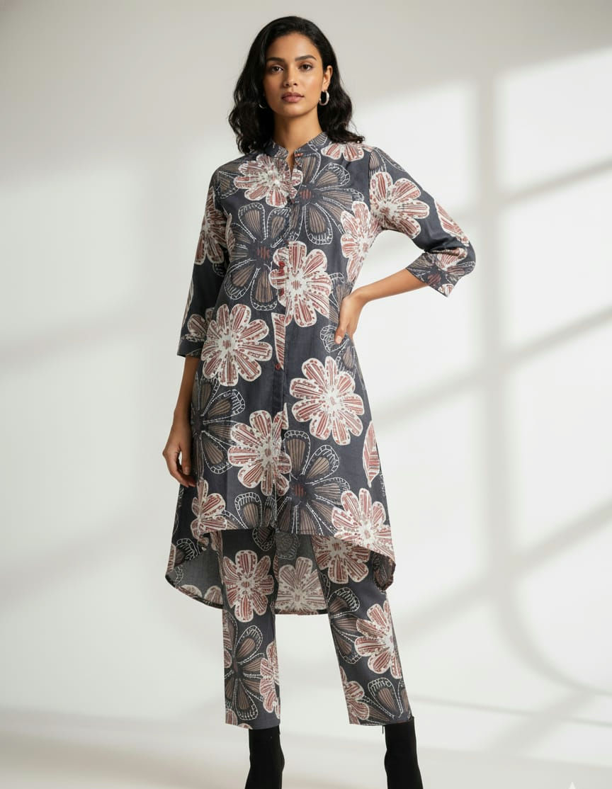 The Artisan Floral High-Low Tunic Co-ord set