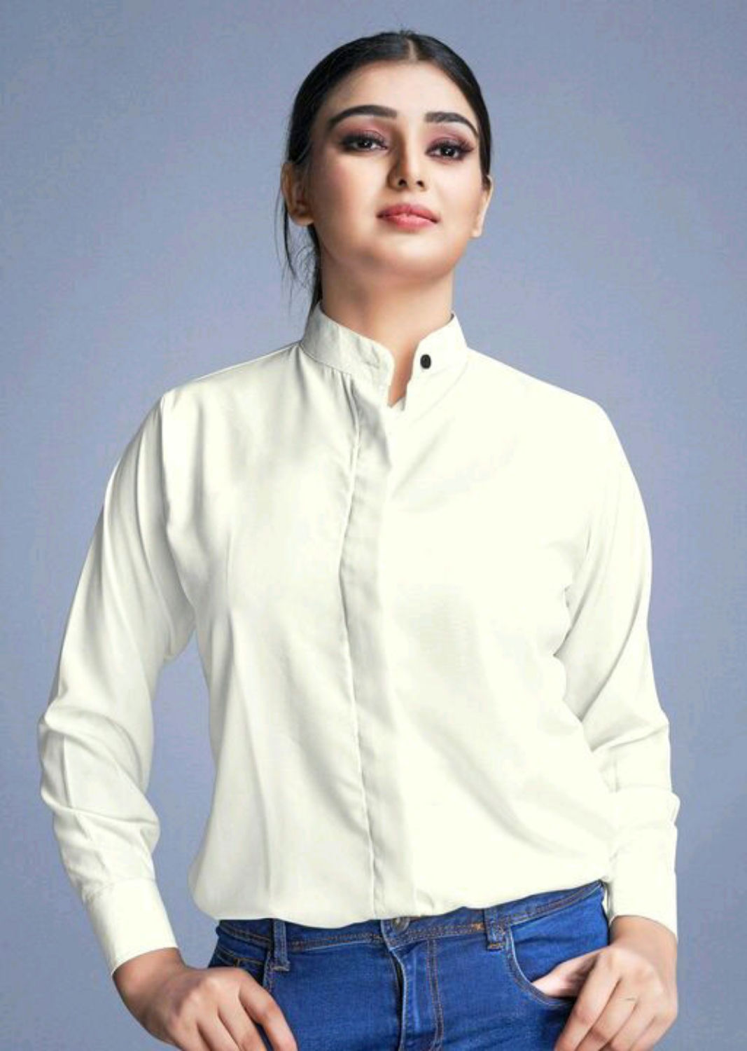 R Taze Women's Crepe Slim Fit Formal Shirt