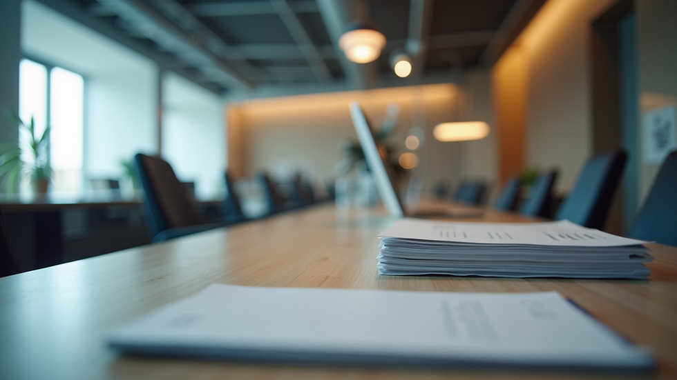 Eye-level view of a modern workspace with a focus on a personalized service desk