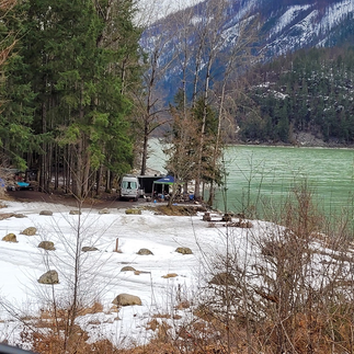 winter front country camping, winter scenery, snow