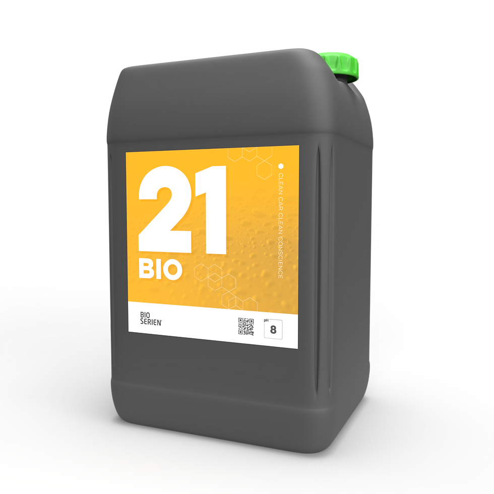 A grey recycled 20 liter canister with our Water-free concept product 21 BIO