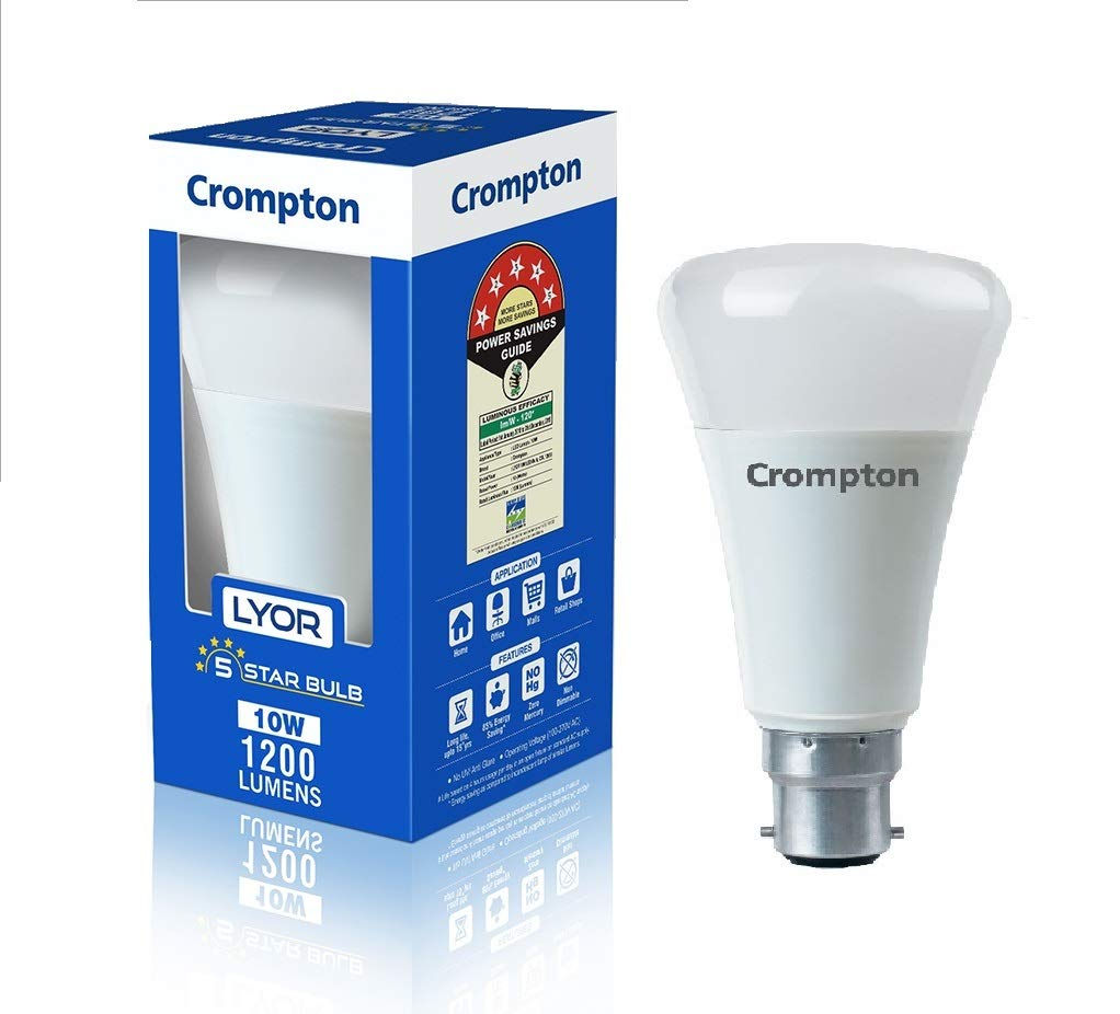 Crompton Lyor Round Base B22 10-Watt LED Bulb (Cool Day Light)