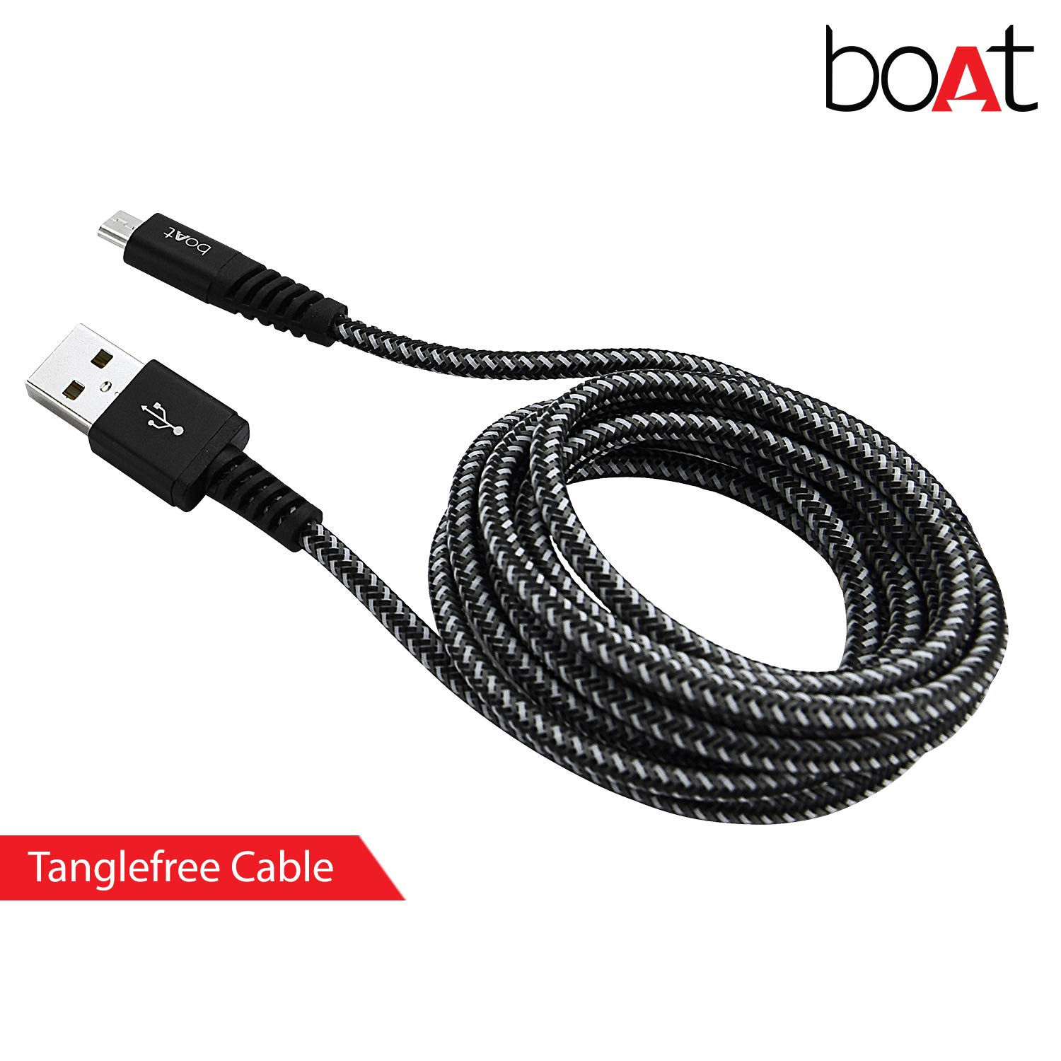 boAt Rugged v3 Extra Tough Unbreakable Braided Micro USB Cable 1.5 Meter (Black)
