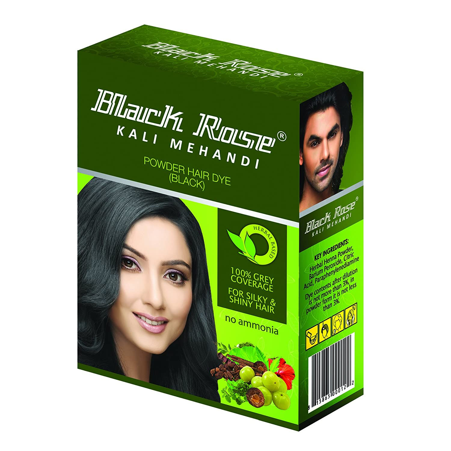 BLACK ROSE KALI MEHANDI POWDER HAIR DYE (BLACK)